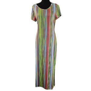 Vibrant Maxi Lightweight Summer dress. Sexy side splits Smooth & Stretchy Size M